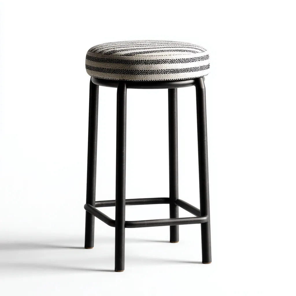 Sgabello da bar - metallo e tessuto - 35x35x75 cm - nero - design moderno-Livingvo