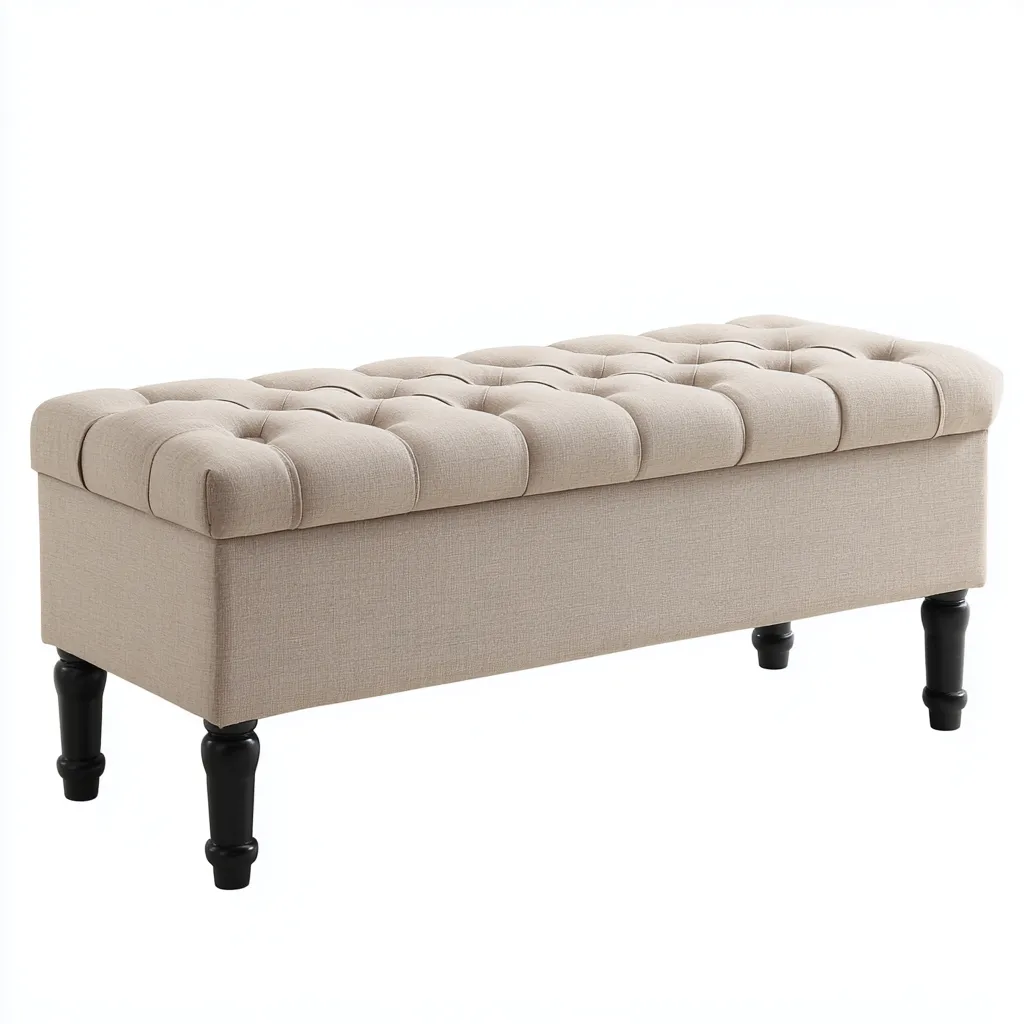 Panca per letto Tessuto 120x43x47 cm - Beige - Design classico-Livingvo