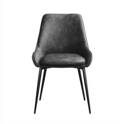 Sedia da pranzo - similpelle con gambe nere - 50x55x82 cm - nero - uso interno - design moderno-Livingvo