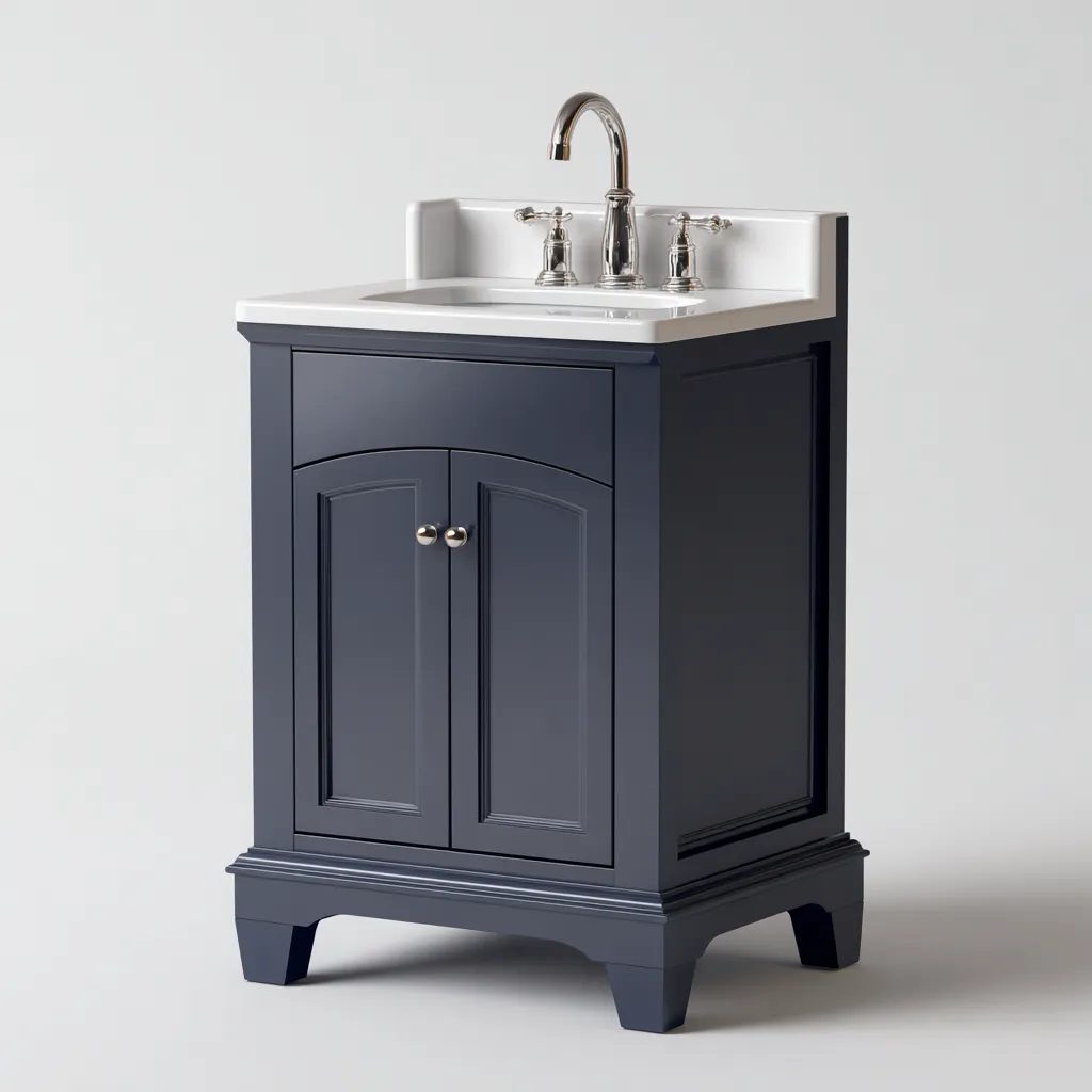 Mobile lavabo legno 48x42x86 cm - blu scuro - design classico-Livingvo