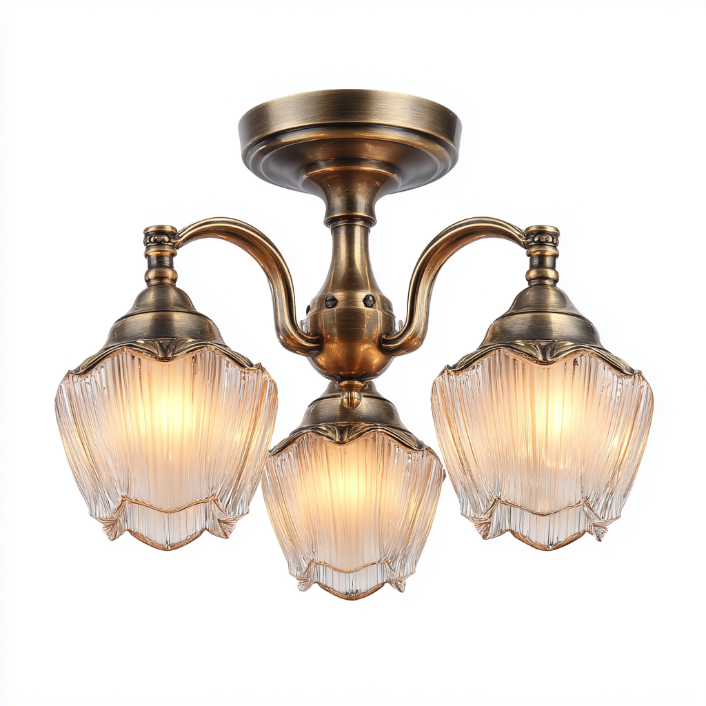 Lampada da soffitto in metallo e vetro 45x45x28 cm - bronzo-trasparente - stile classico-Livingvo