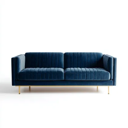 Divano lineare velluto 205x82x80 cm - blu scuro - adatto al soggiorno - design moderno-Livingvo