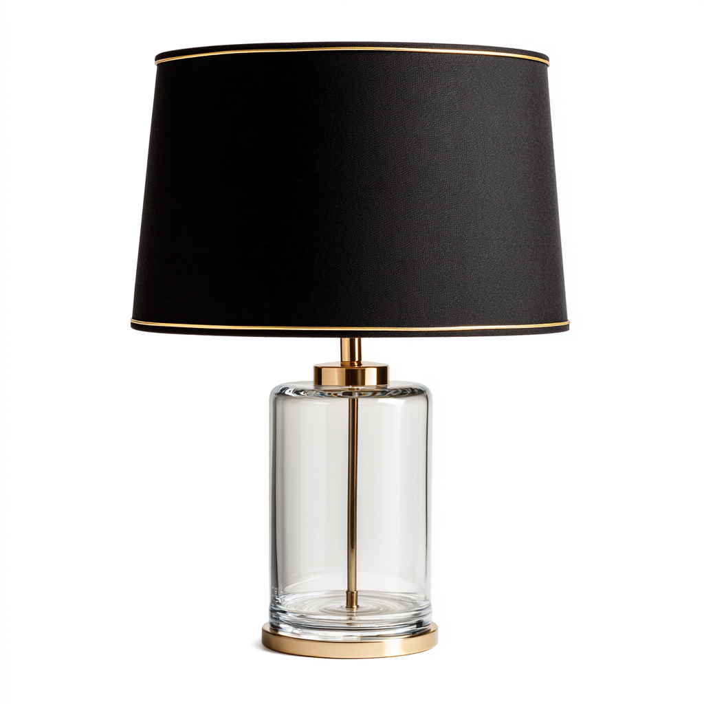 Lampada da tavolo in metallo e vetro 28x28x48 cm - nero-oro - stile moderno-Livingvo