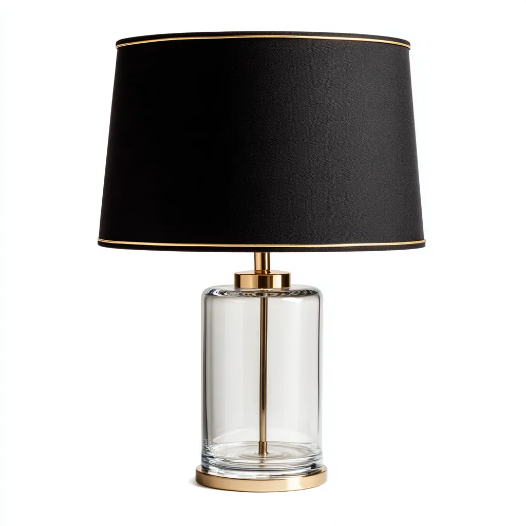 Lampada da tavolo in metallo e vetro 28x28x48 cm - nero-oro - stile moderno-Livingvo