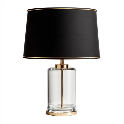 Lampada da tavolo in metallo e vetro 28x28x48 cm - nero-oro - stile moderno-Livingvo