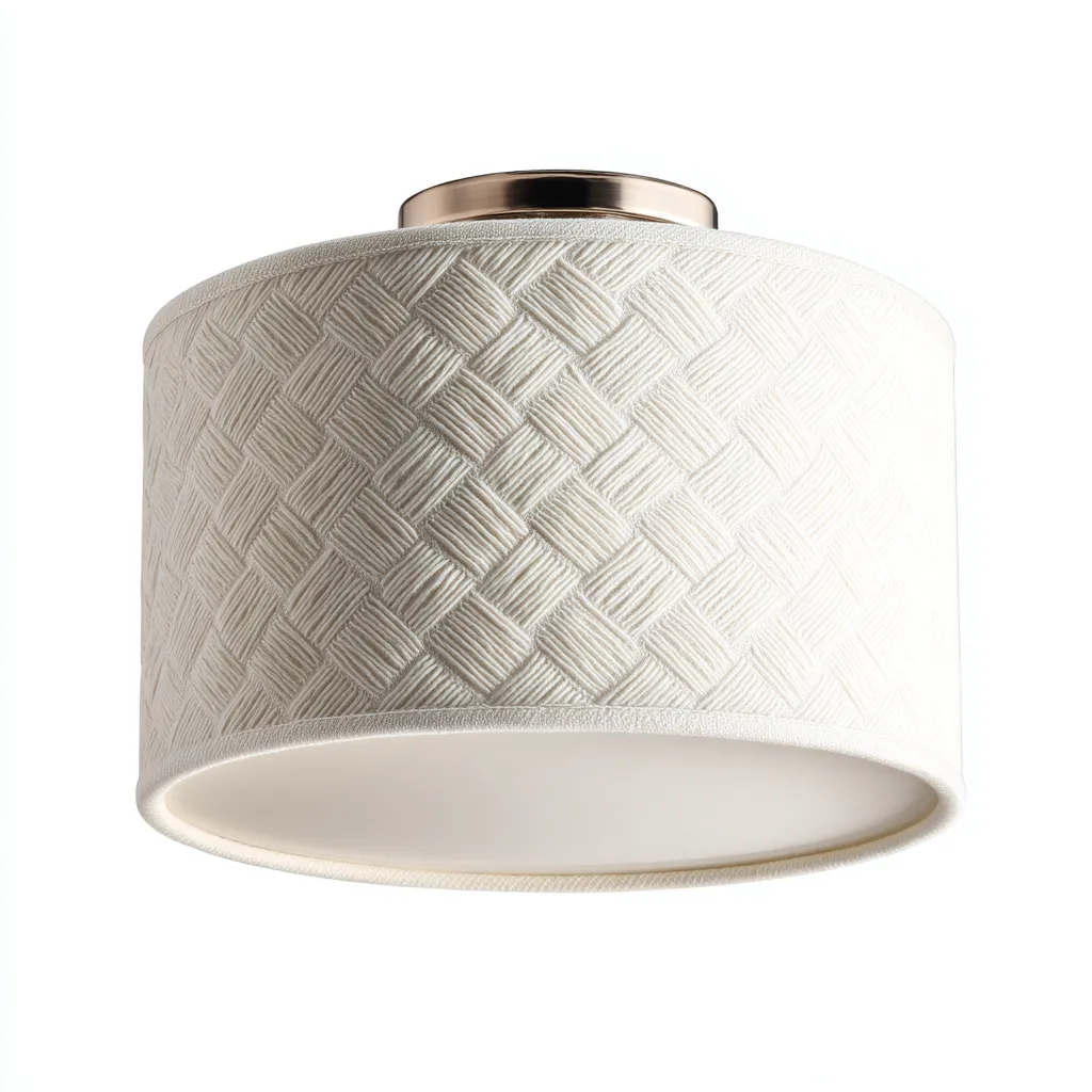 Lampada da soffitto in tessuto e metallo 36x36x20 cm - crema - stile moderno-Livingvo