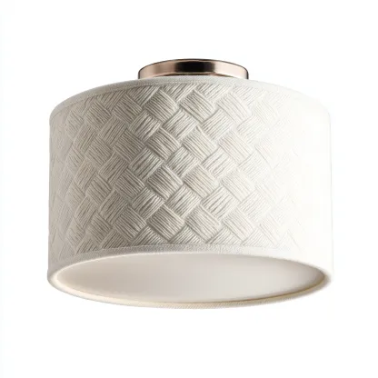 Lampada da soffitto in tessuto e metallo 36x36x20 cm - crema - stile moderno-Livingvo