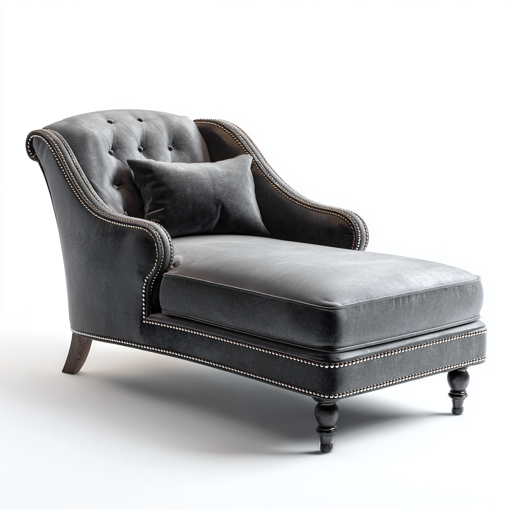 Chaise longue tappezzata pelle sintetica 165x72 cm - grigio - design classico-Livingvo