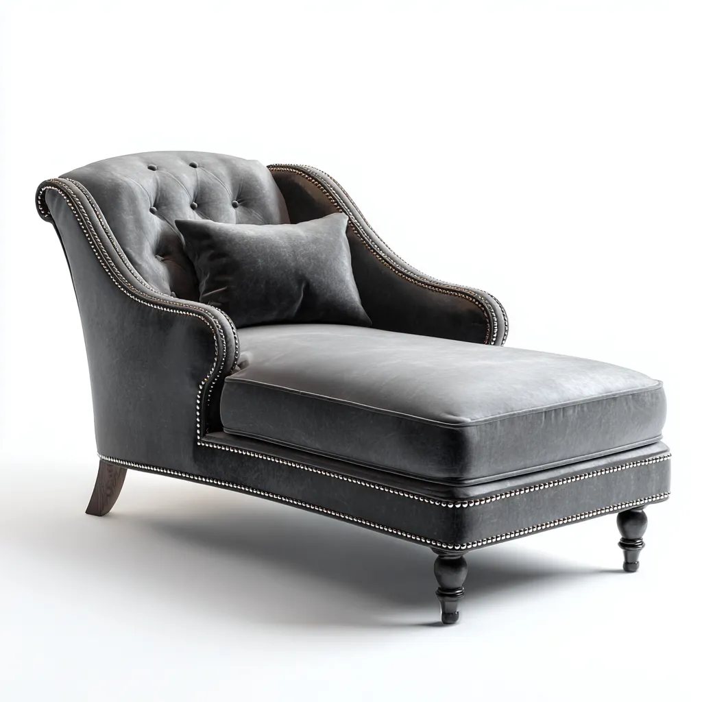 Chaise longue tappezzata pelle sintetica 165x72 cm - grigio - design classico-Livingvo