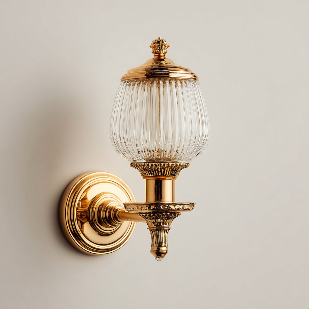 Applique metallo+vetro 27x16x34 cm - oro-trasparente - design classico-Livingvo