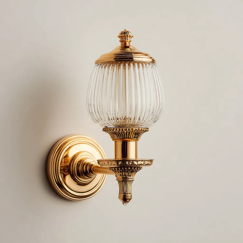 Applique metallo+vetro 27x16x34 cm - oro-trasparente - design classico-Livingvo