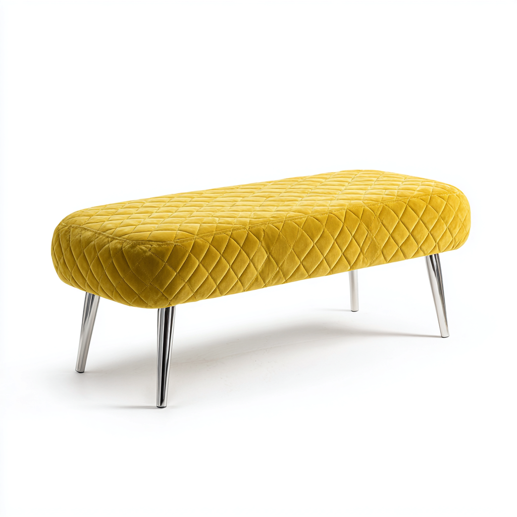Panca per letto velluto 115x38x45 cm - giallo - adatta alla camera da letto - design moderno-Livingvo