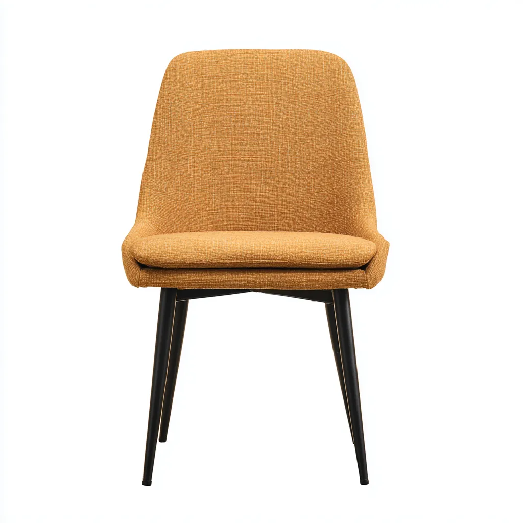 Sedia da pranzo - tessuto imbottito con gambe in metallo - 47x49x88 cm - giallo - uso interno - design moderno-Livingvo