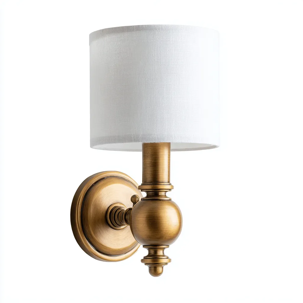 Applique metallo+tessuto 18x14x32 cm - ottone antico-bianco - design classico-Livingvo