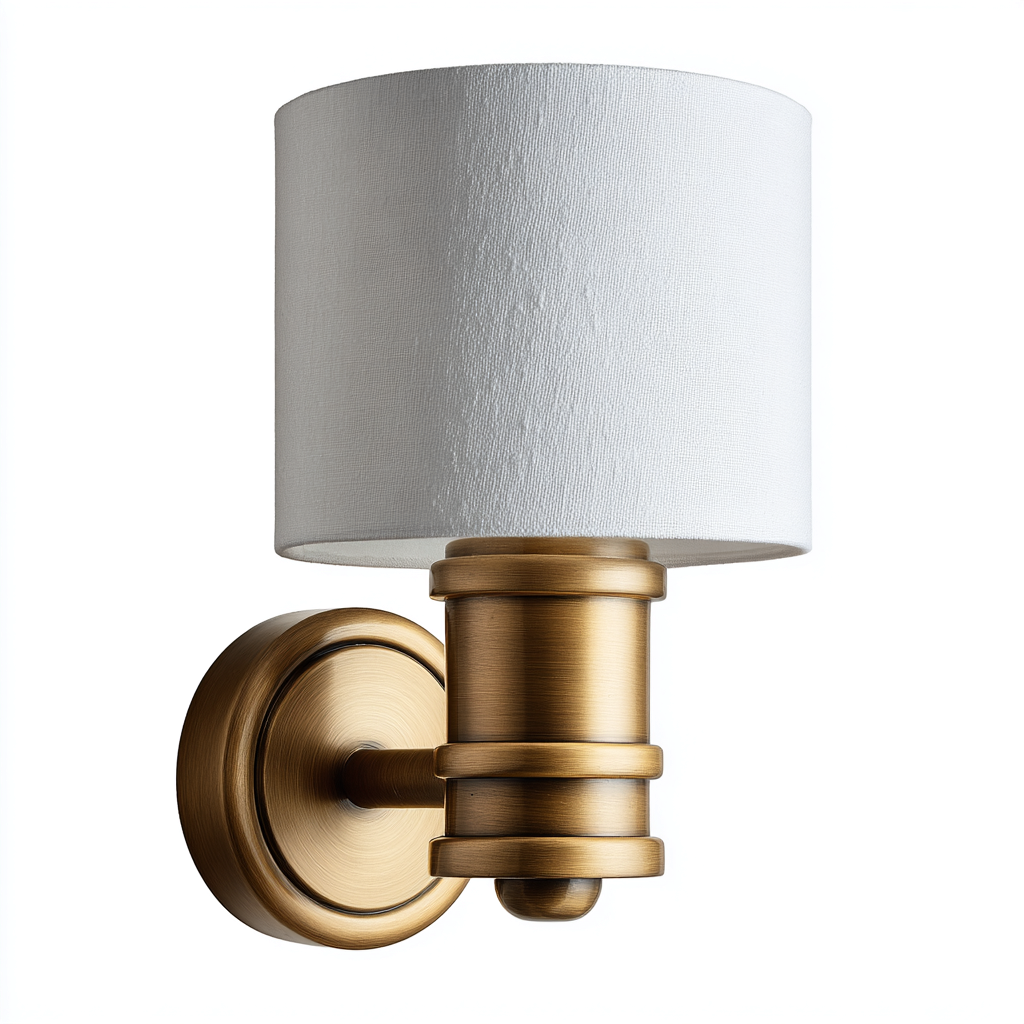 Applique metallo+tessuto 17x13x30 cm - ottoneantico-bianco - design classico-Livingvo