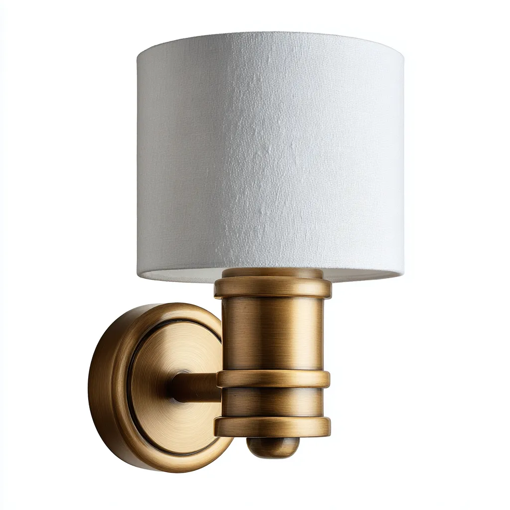 Applique metallo+tessuto 17x13x30 cm - ottoneantico-bianco - design classico-Livingvo