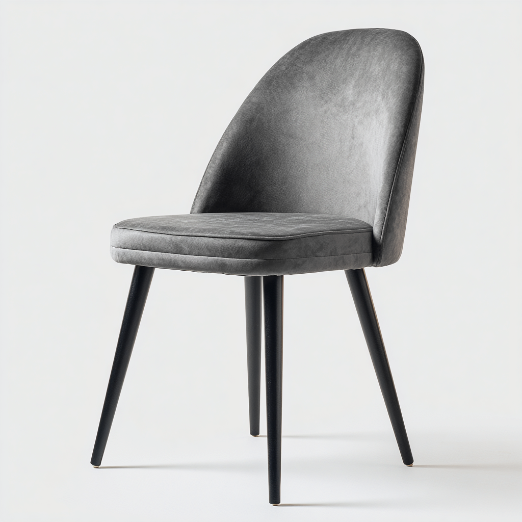 Sedia da pranzo - velluto con gambe nere - 52x57x82 cm - grigio - uso interno - design moderno-Livingvo