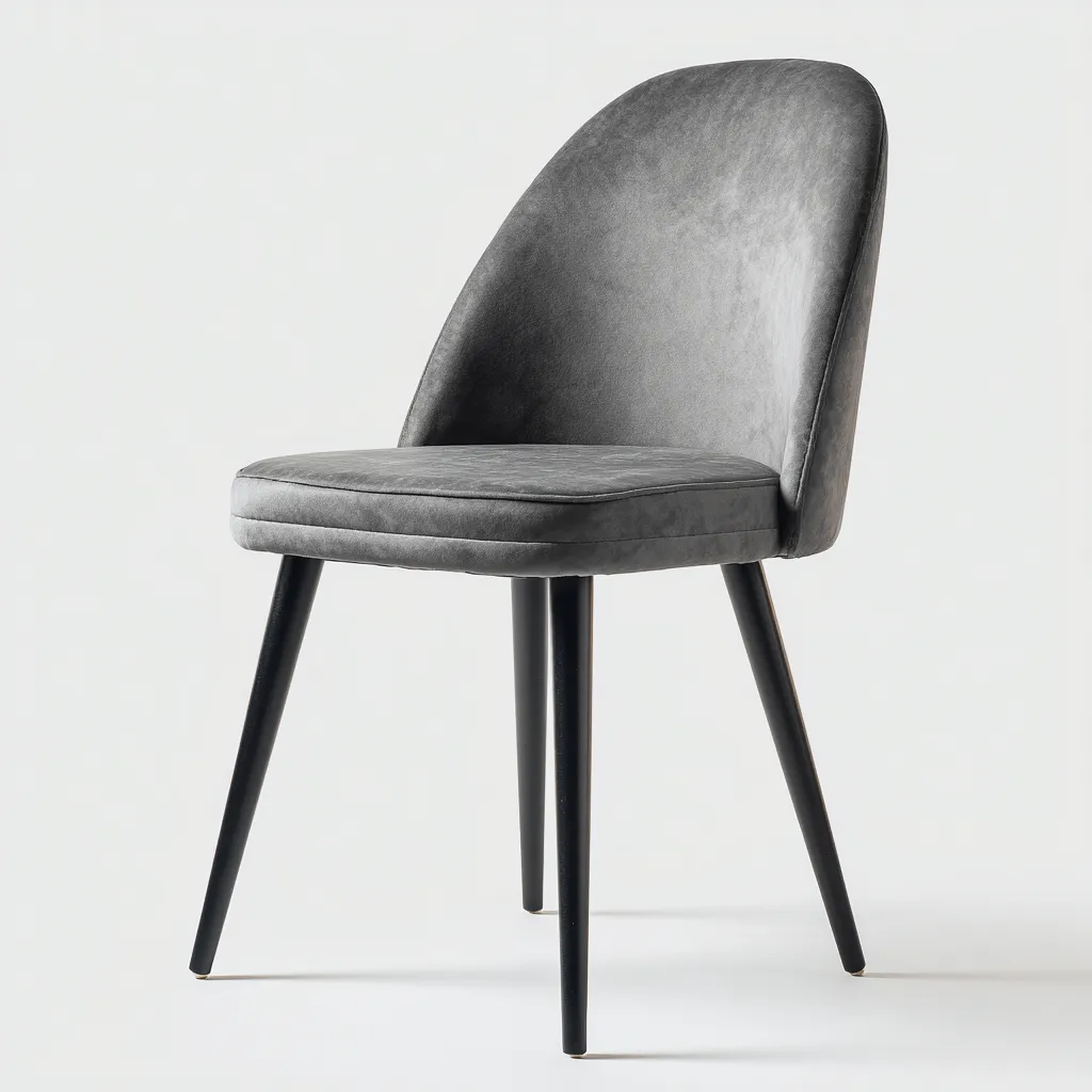 Sedia da pranzo - velluto con gambe nere - 52x57x82 cm - grigio - uso interno - design moderno-Livingvo