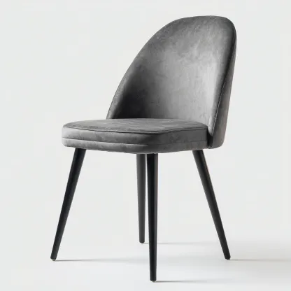Sedia da pranzo - velluto con gambe nere - 52x57x82 cm - grigio - uso interno - design moderno-Livingvo