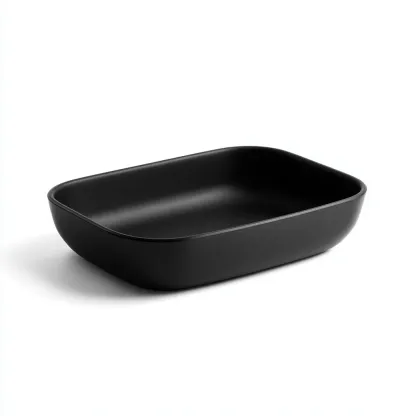 Lavabo da appoggio in ceramica 48x34 cm neroopaco per bagno - design moderno-Livingvo