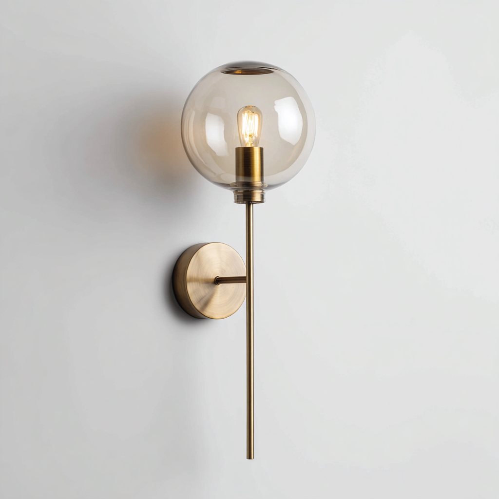 Applique metallo+vetro 34x18x42 cm - ottone-ambra - design moderno-Livingvo