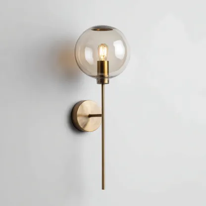 Applique metallo+vetro 34x18x42 cm - ottone-ambra - design moderno-Livingvo