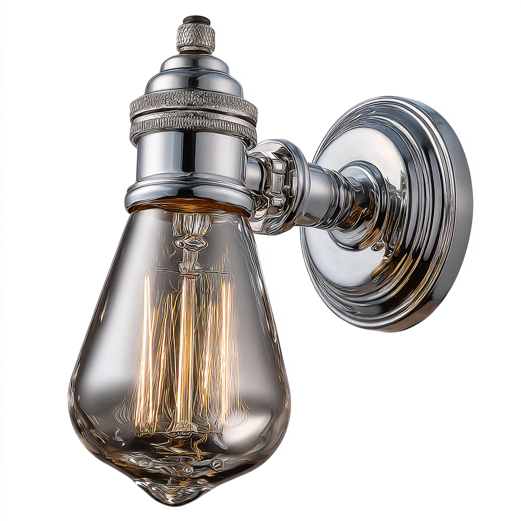 Applique metallo+vetro 28x12x18 cm - cromato-trasparente - design vintage-Livingvo