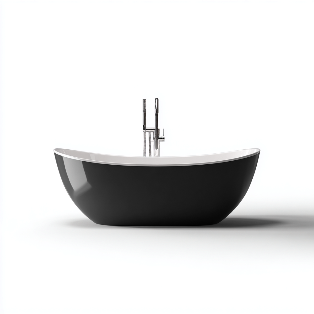 Vasca da bagno acrilico 175x80x60 cm nero-bianco - design moderno-Livingvo