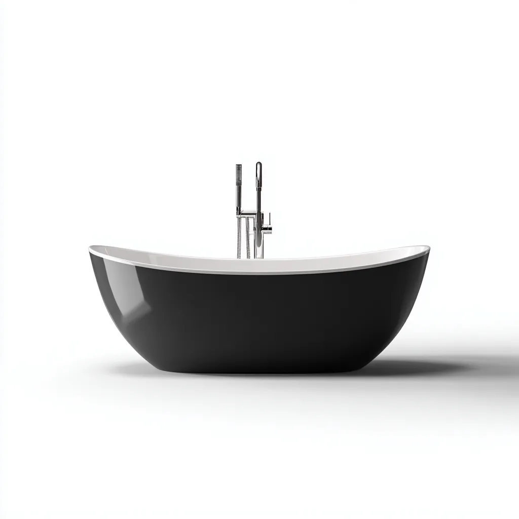 Vasca da bagno acrilico 175x80x60 cm nero-bianco - design moderno-Livingvo