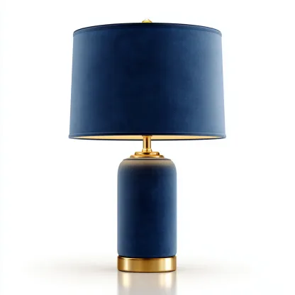 Lampada da tavolo vellutoMetallo 20x14 cm - blu-oro - design moderno-Livingvo