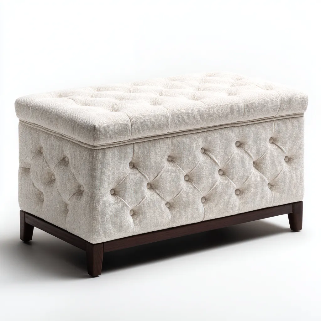 Panca per letto tessuto 100x45x48 cm - avorio - adatta alla camera da letto - design classico-Livingvo