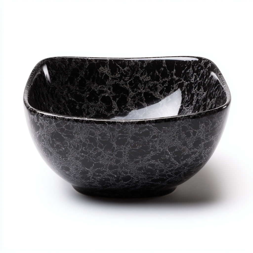 Lavabo da appoggio in ceramica 42x42 cm neromarmo per bagno - design moderno-Livingvo