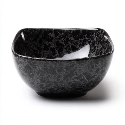 Lavabo da appoggio in ceramica 42x42 cm neromarmo per bagno - design moderno-Livingvo