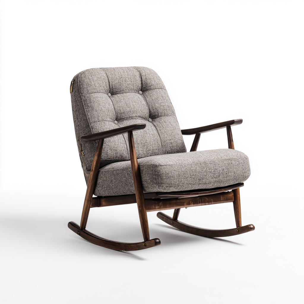 Sedia a dondolo tessuto 84x78x102 cm - grigio - adatta al soggiorno - design moderno-Livingvo