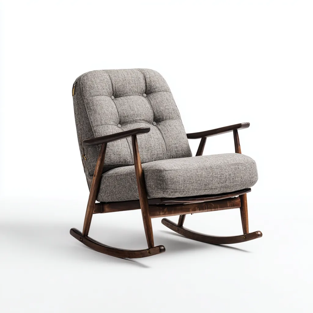 Sedia a dondolo tessuto 84x78x102 cm - grigio - adatta al soggiorno - design moderno-Livingvo