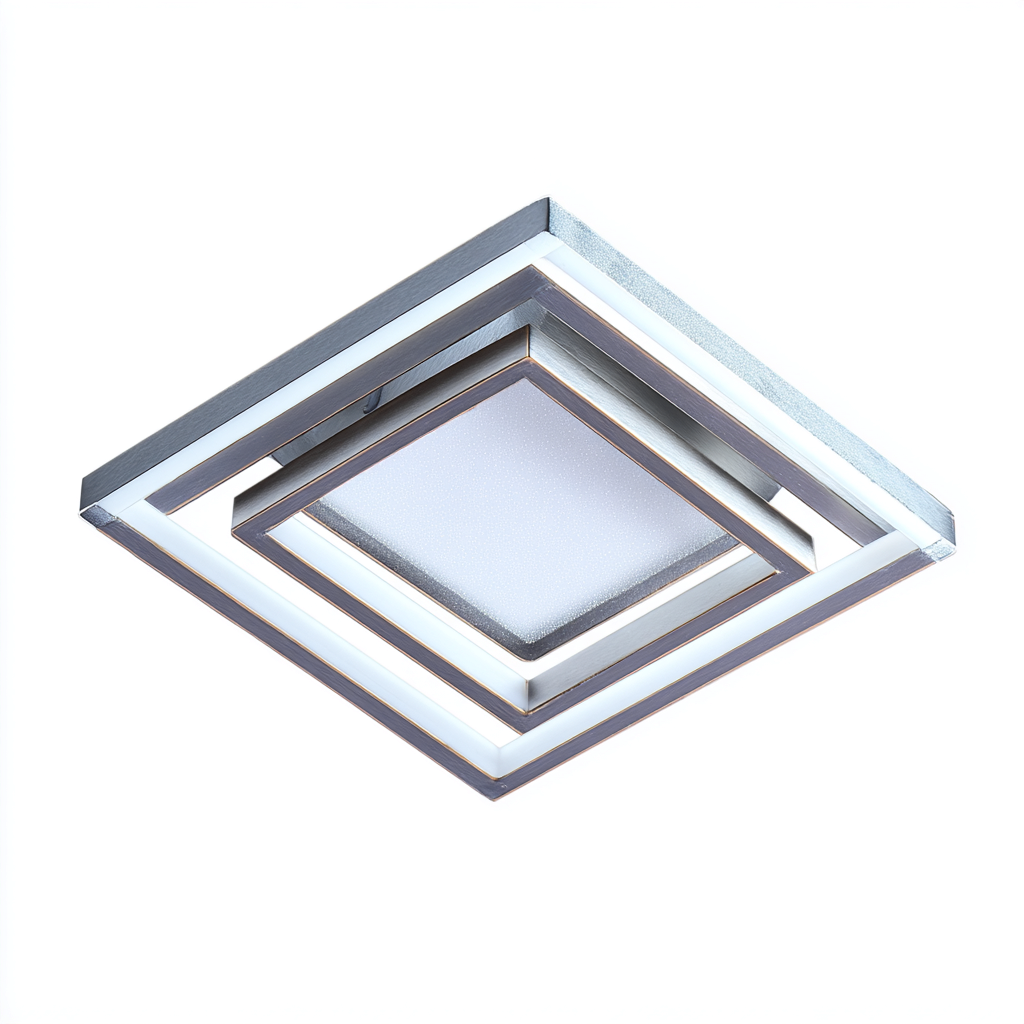 Lampada da soffitto LED in metallo 46x46x9 cm - argento - design moderno-Livingvo