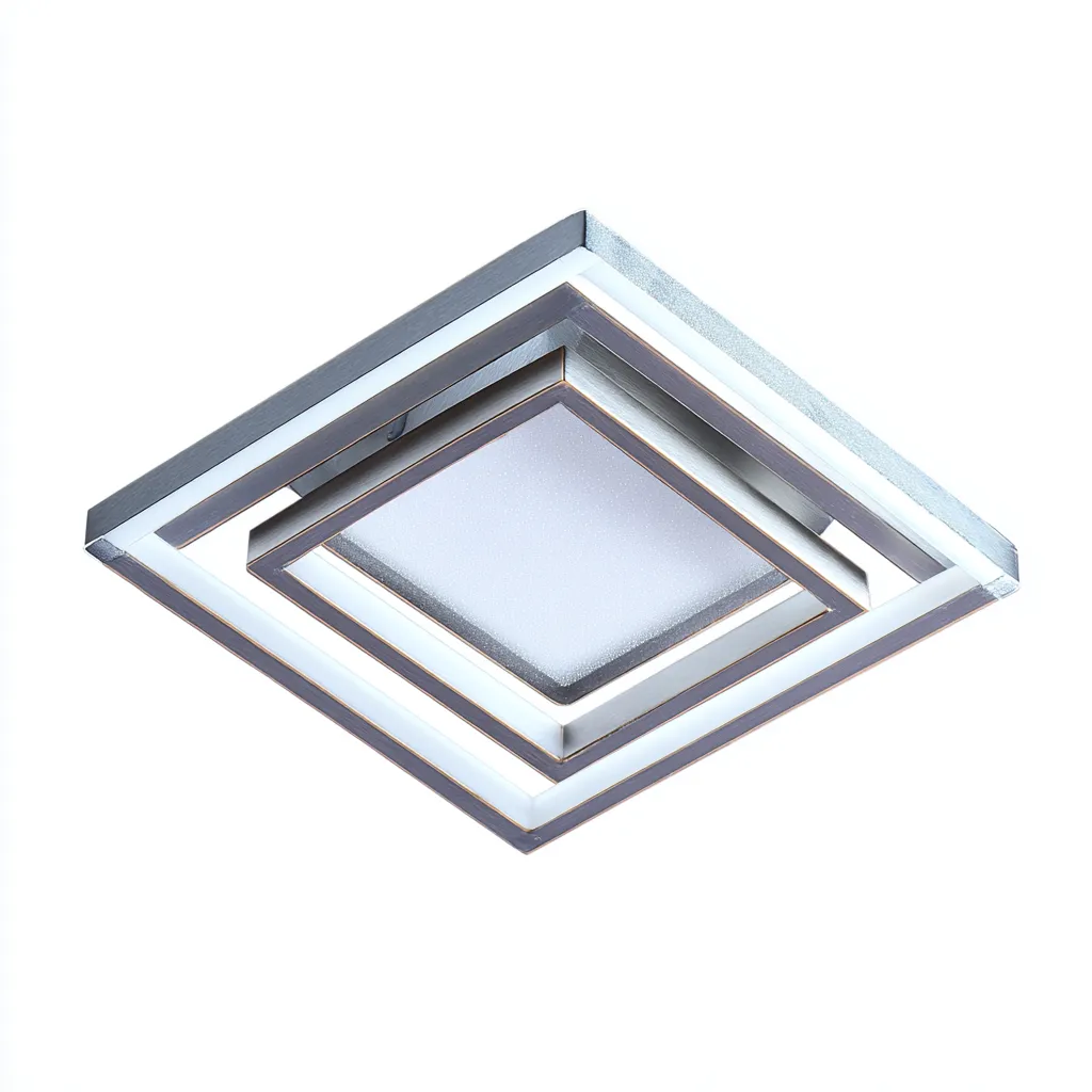 Lampada da soffitto LED in metallo 46x46x9 cm - argento - design moderno-Livingvo