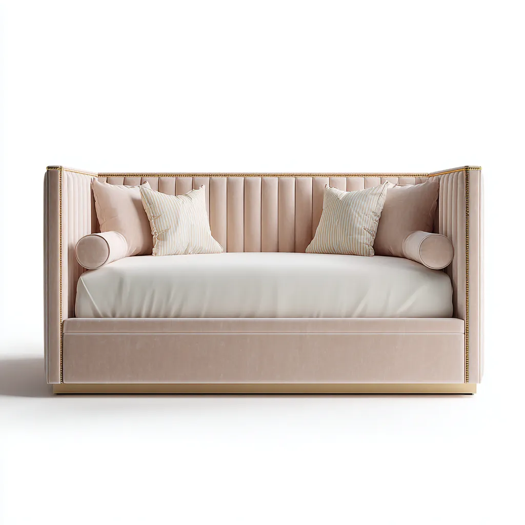 Divano letto-velluto+metallo-210x105x120 cm-rosa-Stile moderno-Livingvo