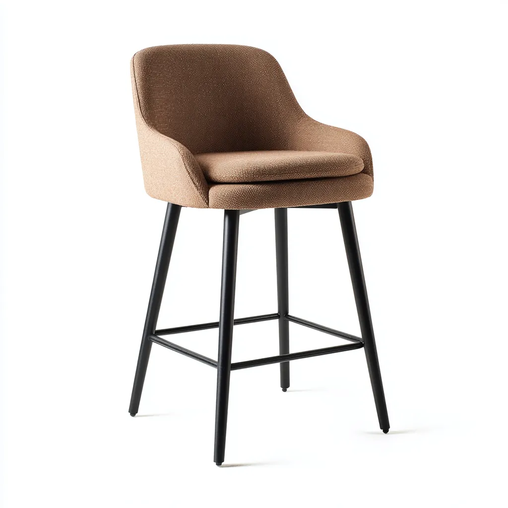 Sgabello da bar - struttura in metallo nero e seduta in tessuto - 50x52x102 cm - marrone - design moderno-Livingvo