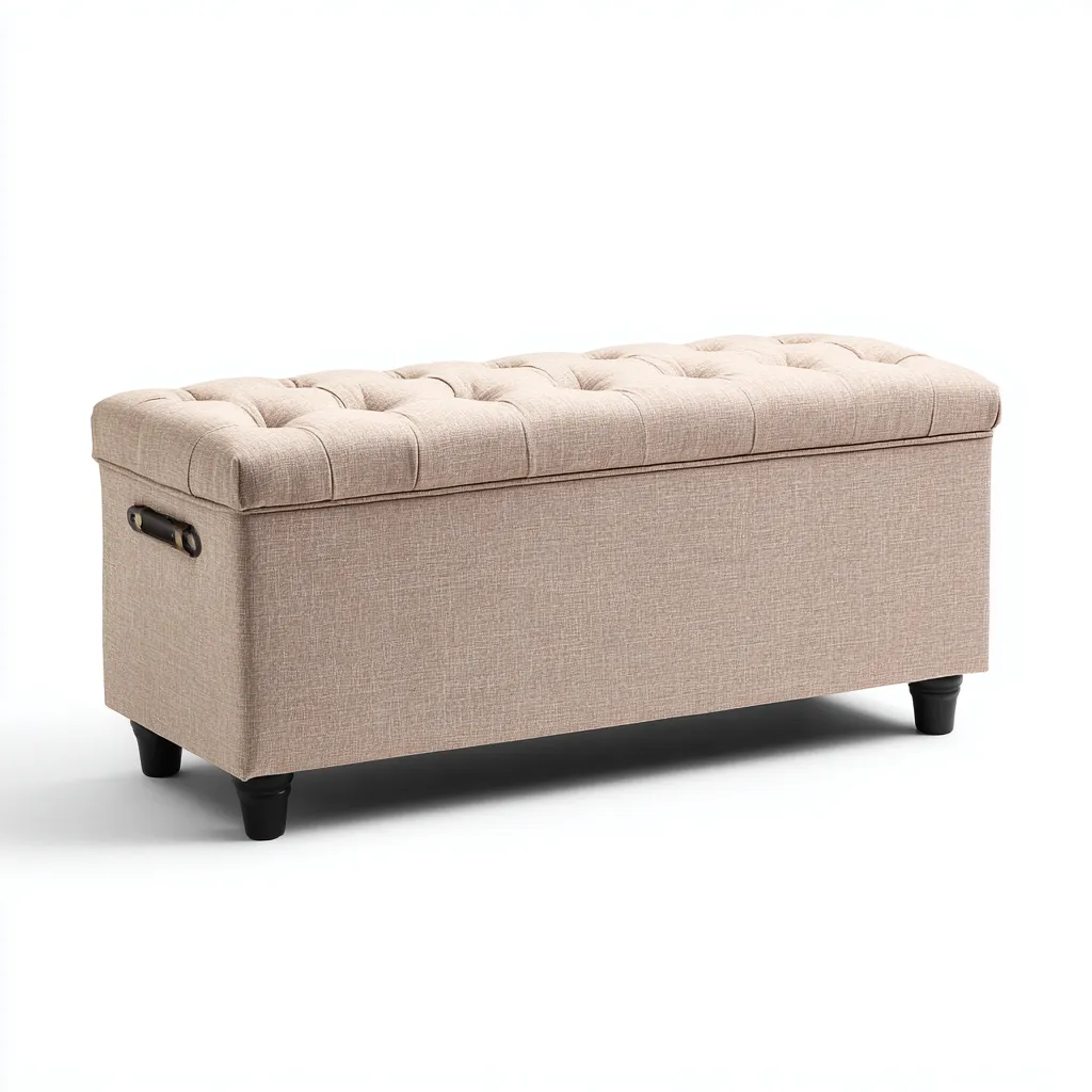 Panca per letto Tessuto 120x44x48 cm - Beige - Design classico-Livingvo