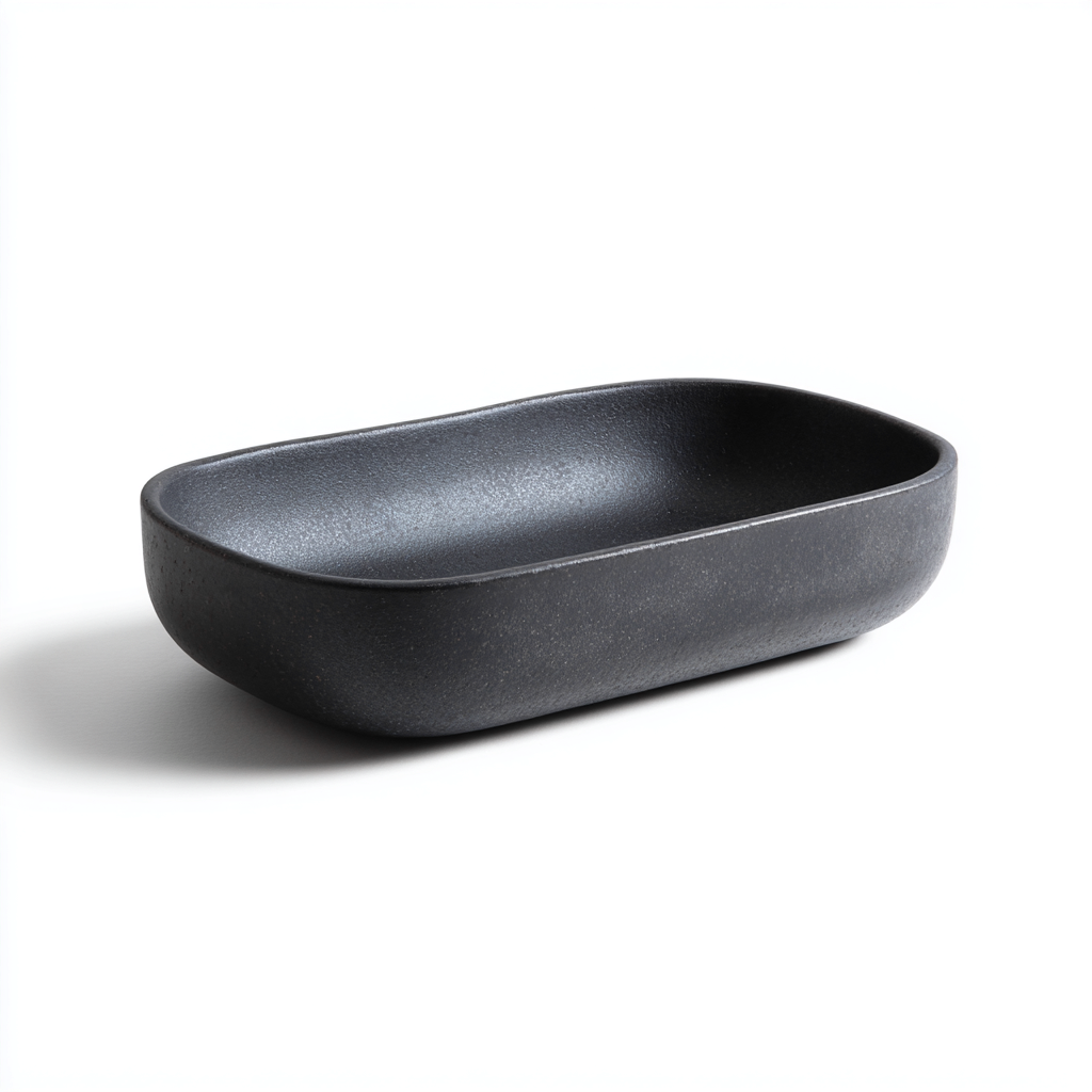 Lavabo da appoggio in ceramica 50x32 cm nero opaco per bagno - design moderno-Livingvo