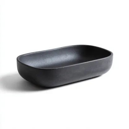 Lavabo da appoggio in ceramica 50x32 cm nero opaco per bagno - design moderno-Livingvo