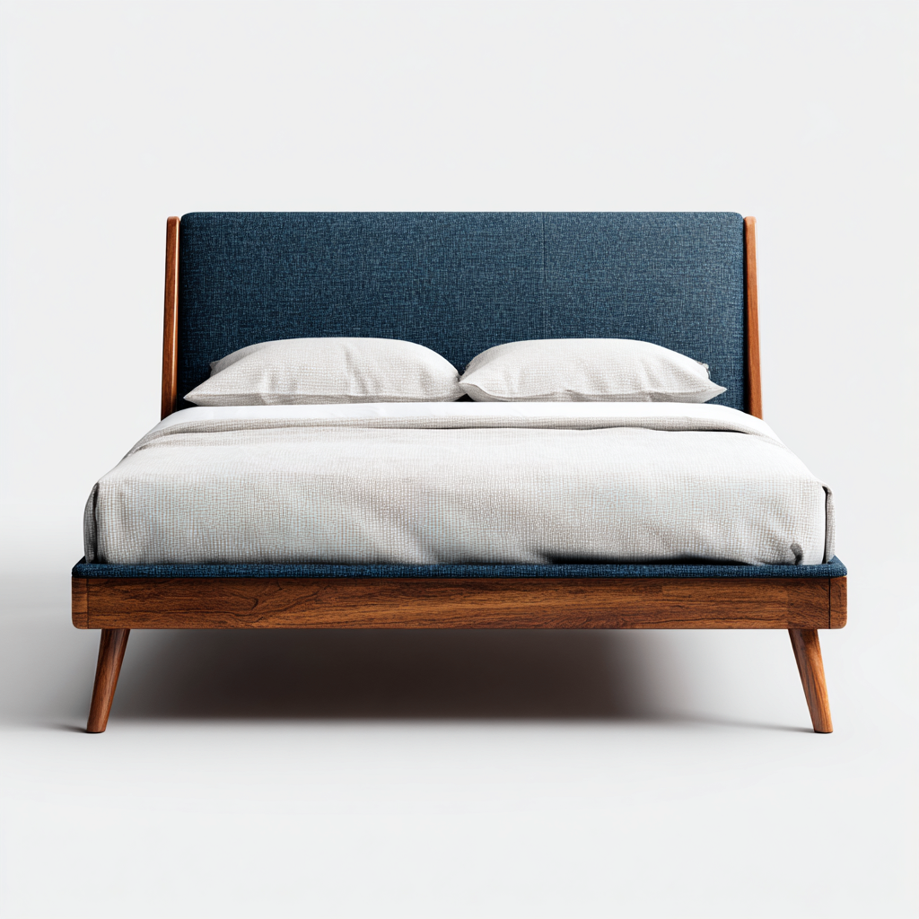 Letto matrimoniale legno-tessuto 208x158x112 cm - blu - design moderno-Livingvo