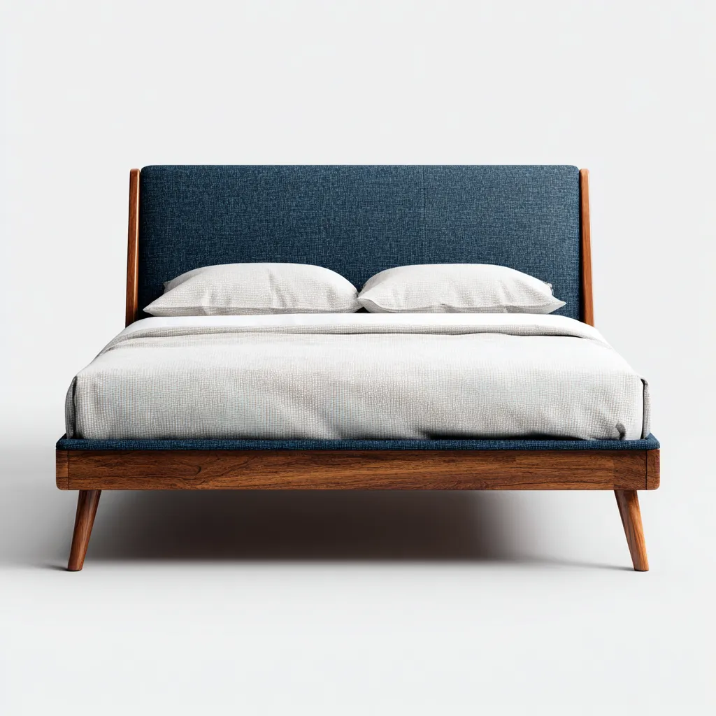 Letto matrimoniale legno-tessuto 208x158x112 cm - blu - design moderno-Livingvo