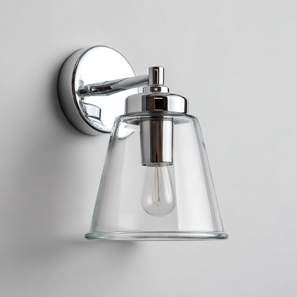 Applique vetro+metallo 18x14x22 cm - argento-trasparente - stile moderno-Livingvo