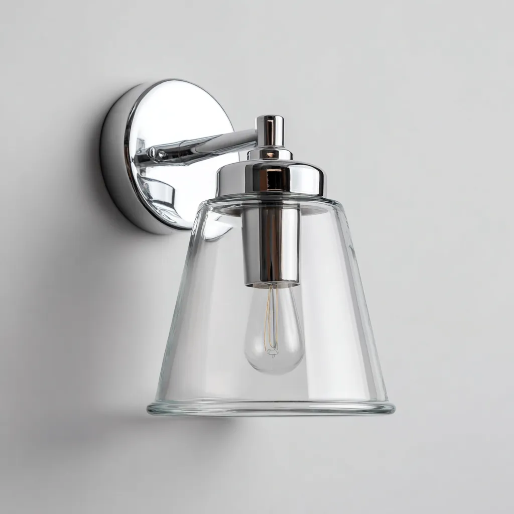 Applique vetro+metallo 18x14x22 cm - argento-trasparente - stile moderno-Livingvo