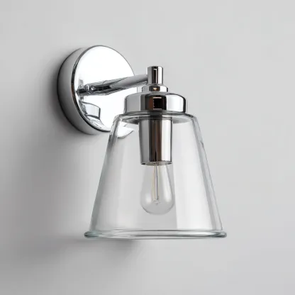 Applique vetro+metallo 18x14x22 cm - argento-trasparente - stile moderno-Livingvo