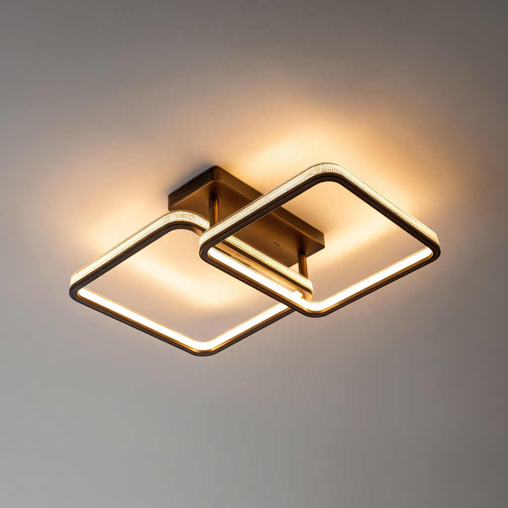 Lampada da soffitto LED in metallo 42x42x12 cm - oro - design moderno-Livingvo