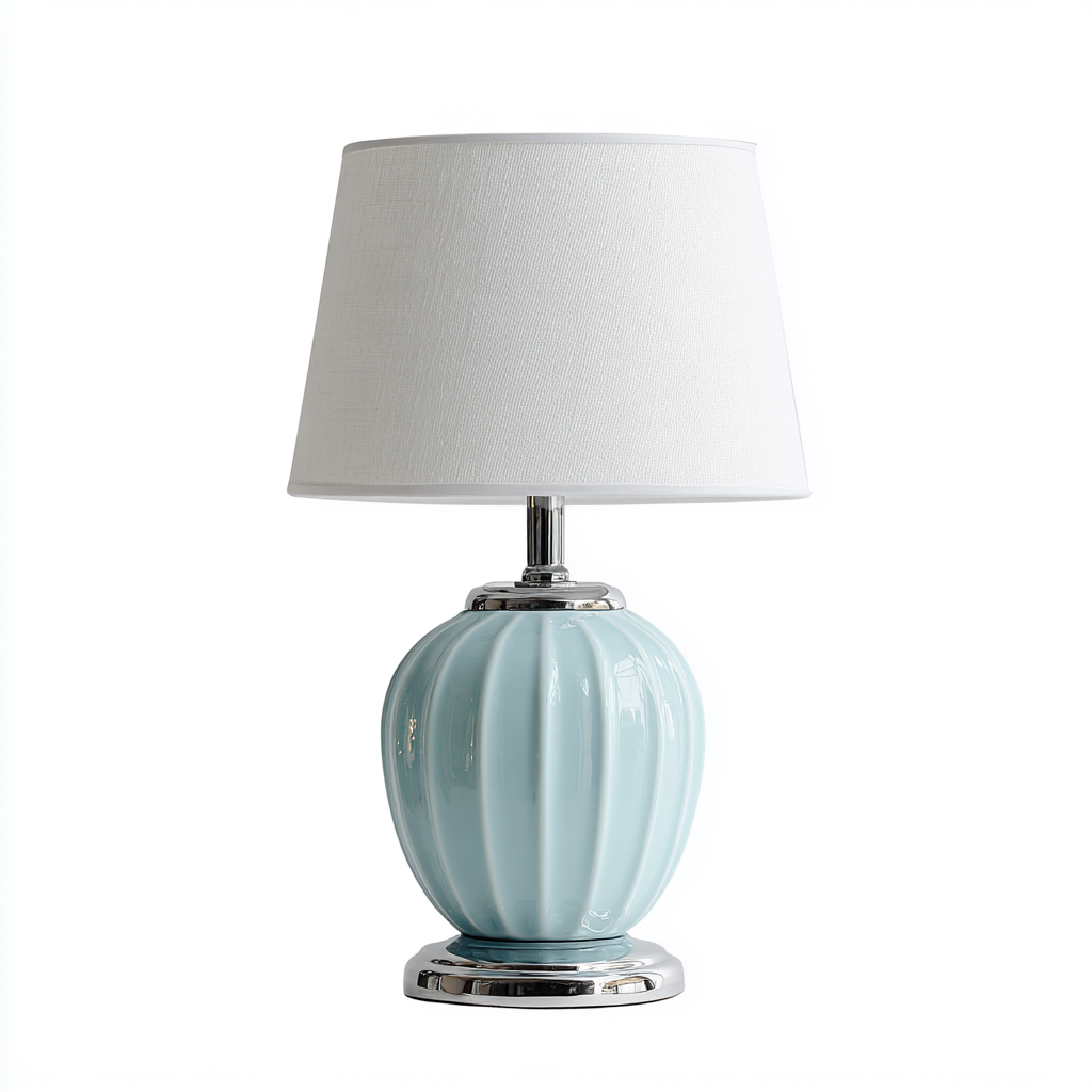 Lampada da tavolo ceramica-metallo 28x28 cm - azzurro-bianco - stile moderno-Livingvo