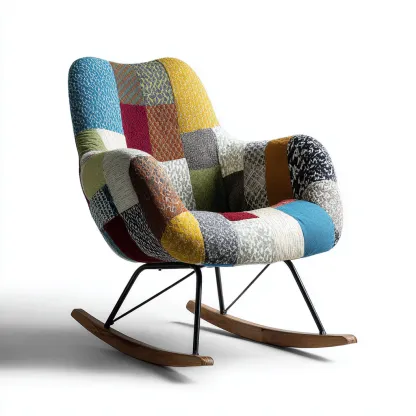 Sedia a dondolo tessuto 82x75x102 cm - multicolore - adatta al soggiorno - design moderno-Livingvo